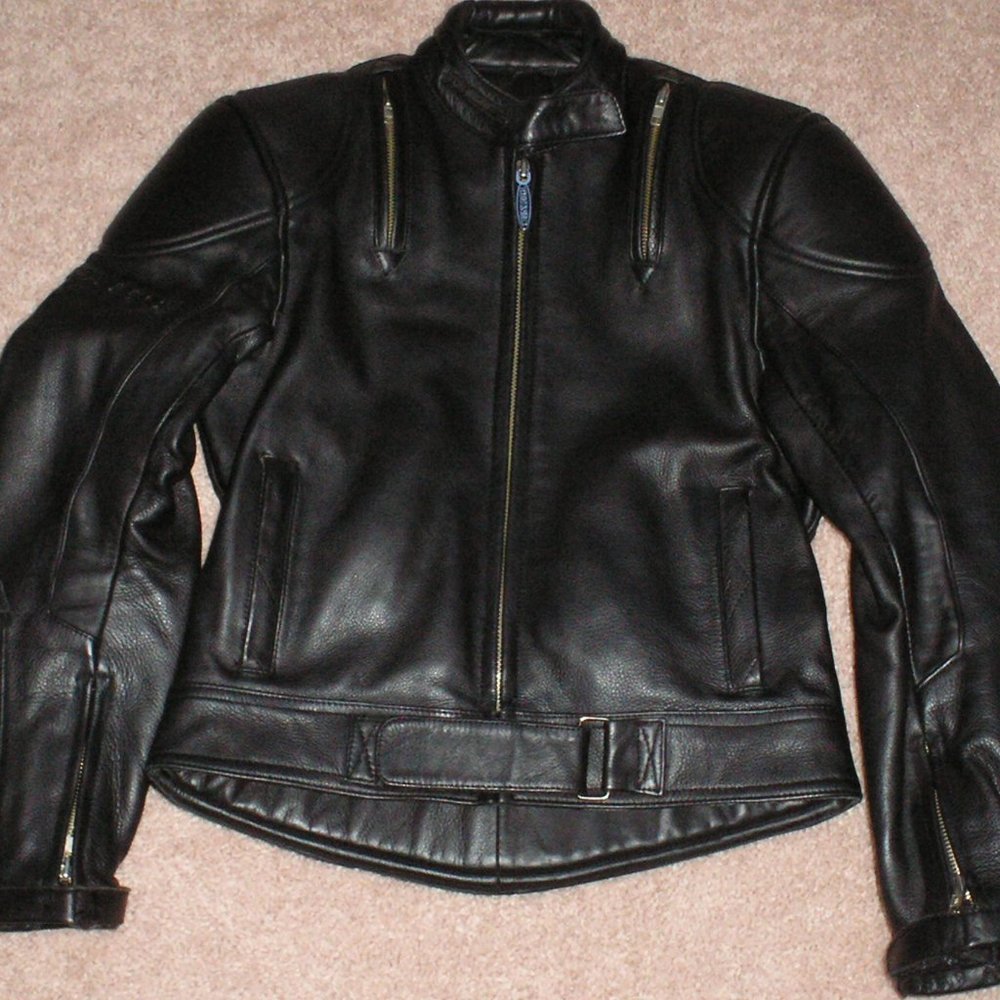 Teknic Ladies’ Black Leather Motorcycle Jacket